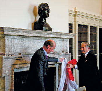 HRH The Duke of Kent (left) unveiling Chopin Bust