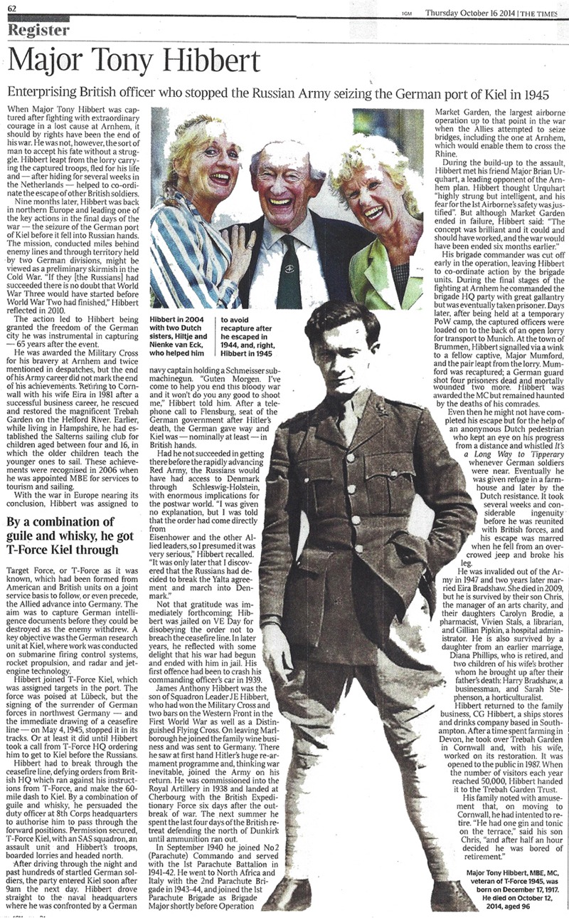 THE TIMES - Major Tony Hibbert
