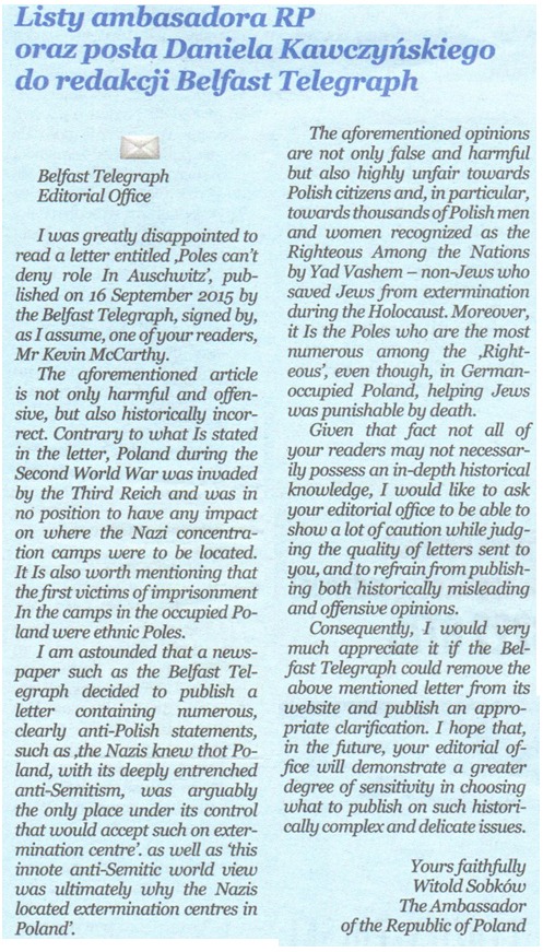 Belfast Telegraph letter1